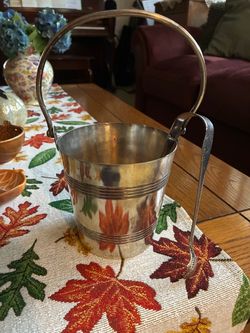 Vintage art deco era Ice bucket and Hammered claw ice grabber