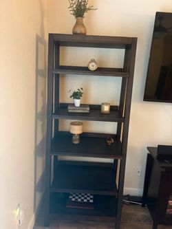 Dark Brown 5-Shelf Ladder Bookcase