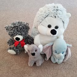 Dumbo Beanie Baby and Hedgehog, Bear and Koala Stuffed Animals