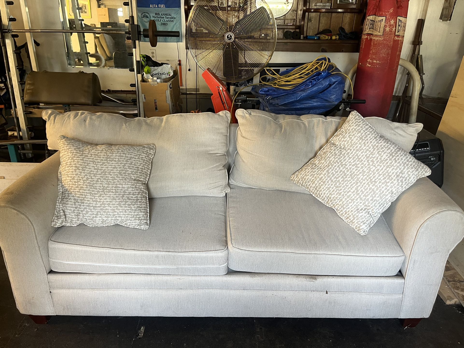 White Couch, Chair and Ottoman