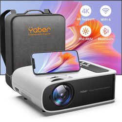Projector Wifi 6 Bluetooth YABER Pro V8 450 ANSI Lumen Native 1080P HD Projector,4K Supported,4P/4D Keystone Correction,-50% Zoom,250" Display Home & 