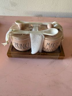RAE DUNN PINK SPRINKLES & MARSHMALLOW JAR SET
