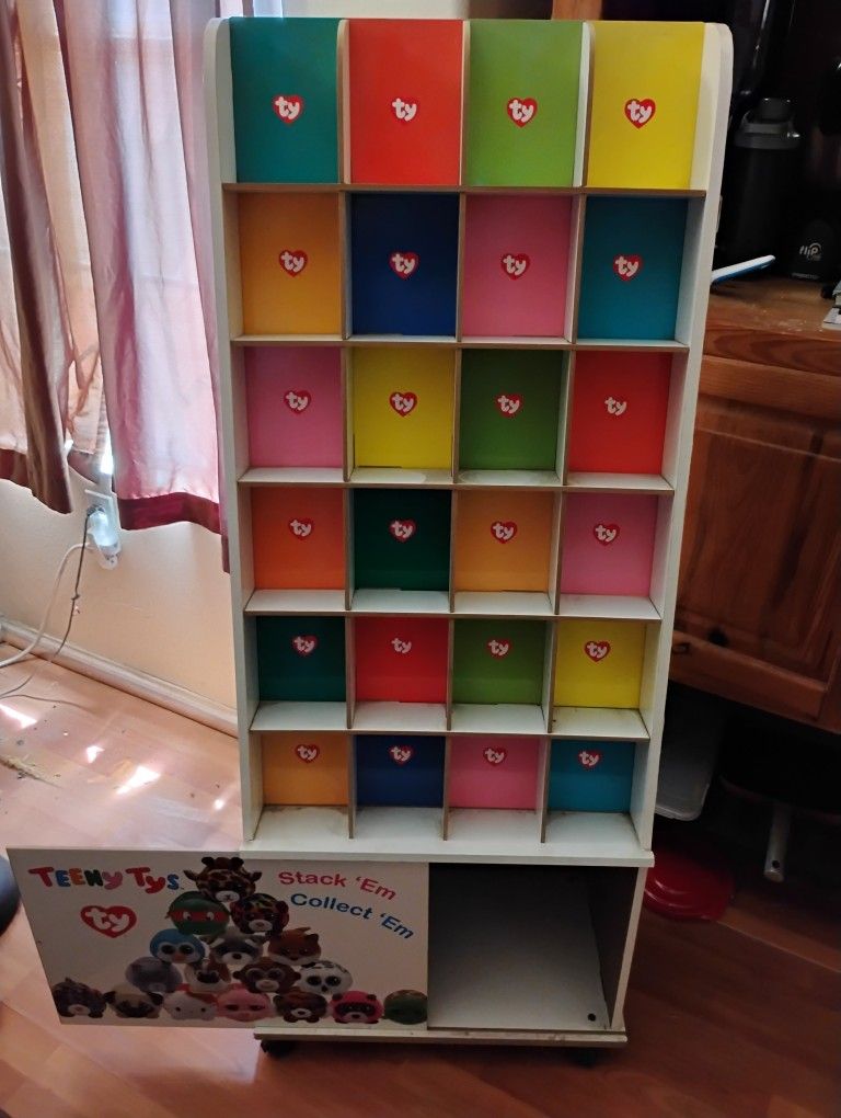 Ty Beanie Babies Display Stand With Storage On Wheels.
