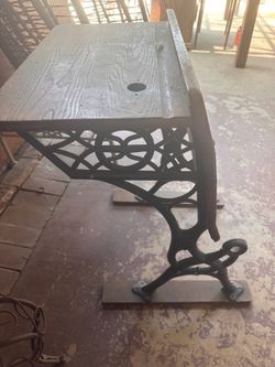 Household vintage small desk with cast iron legs