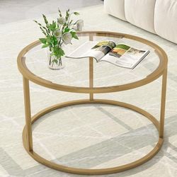 Beautiful Round Glass Coffee Table. Like New. 