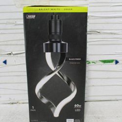 60W Equivalent Dimmable Oversized Spiral E26 LED Light Bulb With Matte Black Finish and Frosted Lens Bright White 3000K