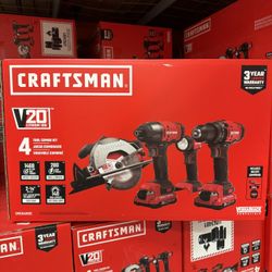 CRAFTSMAN V20 MAX Power Tool Combo Kit, 4-Tool Cordless Power Tool Set