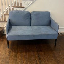 Blue Fabric Loveseat