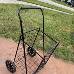 Metal Rolling Utility Cart For Groceries, Laundry Or School 
