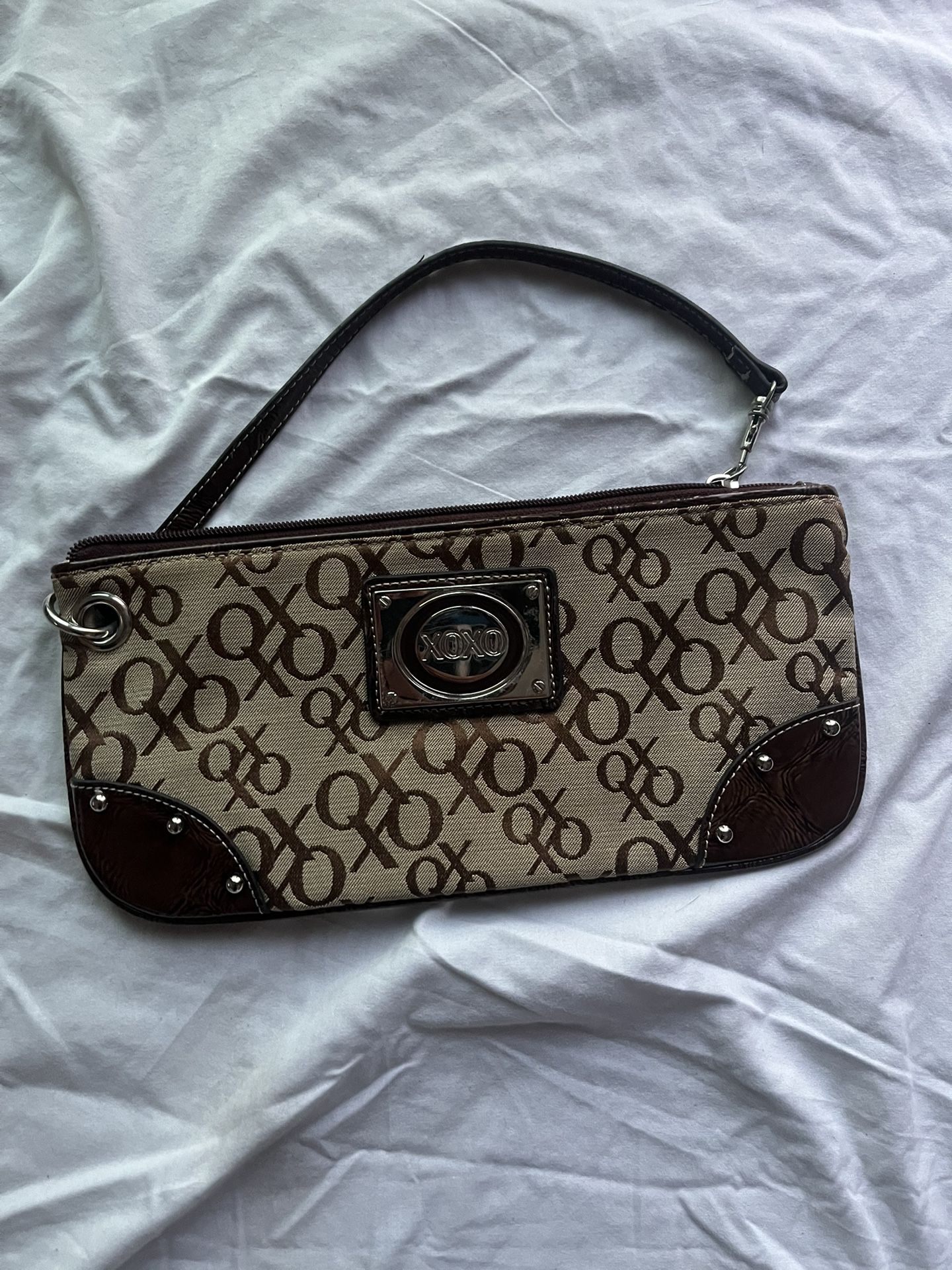 XOXO Brown Monogram Clutch Wristlet 