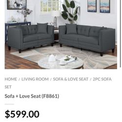 Gray Sofa And Love Seat Set 
