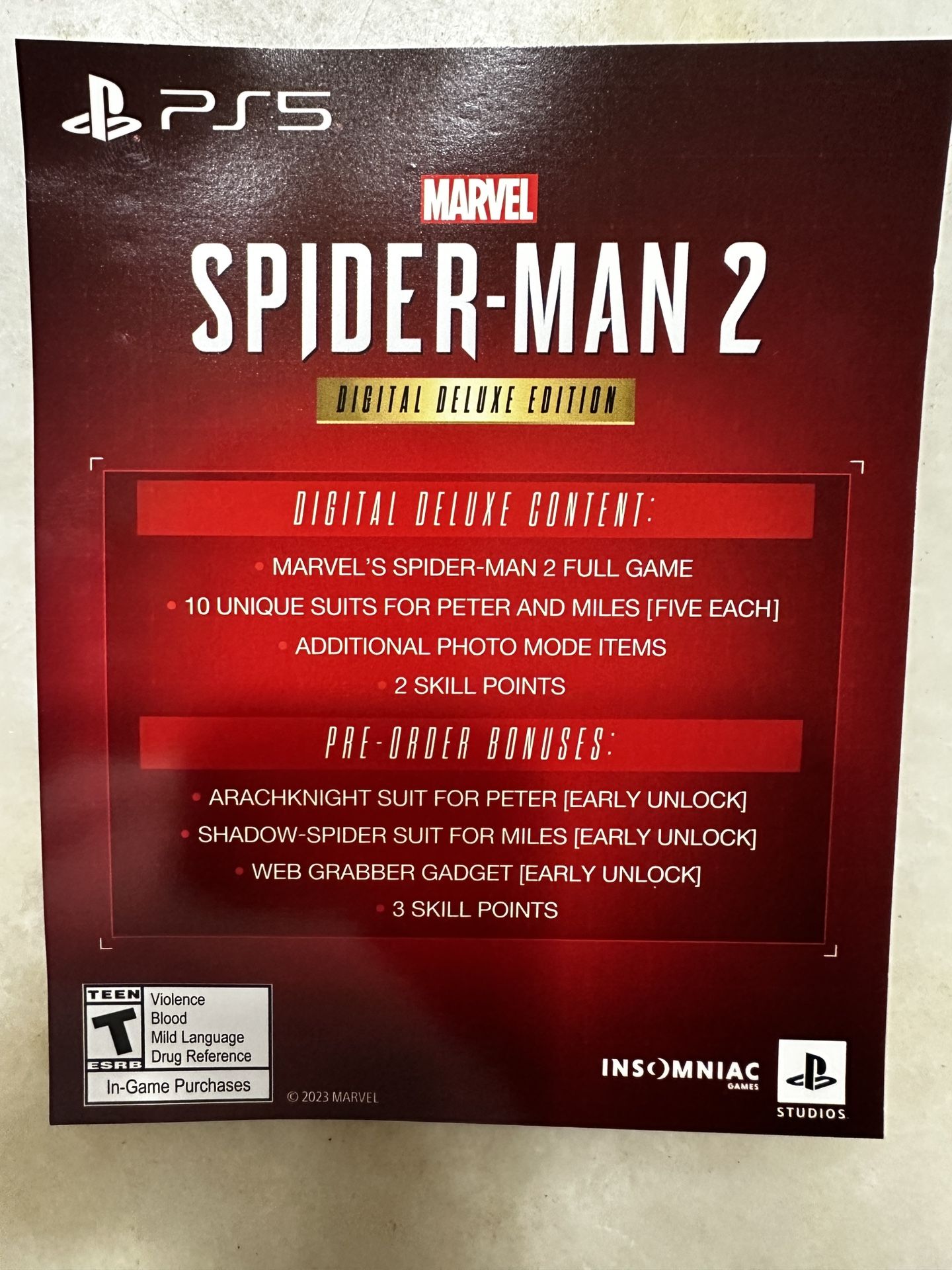 PS5 Marvel’s Spiderman 2🕷️ Digital Deluxe Edition PlayStation 5 Game & Bonus DLC