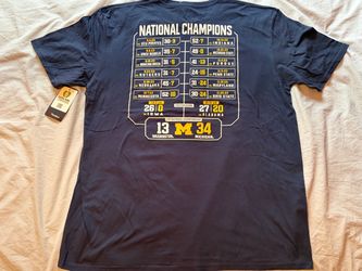 University of Michigan 2023 15-0 National Champions Schedule Fanatics Shirt; Men’s XL