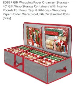 Gift Wrapping Paper Organizer Storage - 40" Gift Wrap With Interior Pockets