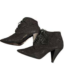 Saint Laurent Era 38 Black Lace Up Boots authentic