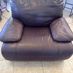 Oversized Brown Genuine Leather Electric Recliner