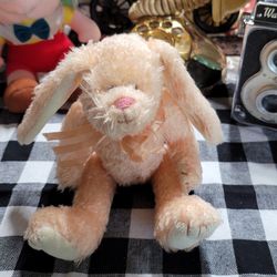 Vtg Ty Bunny Rabbit Plush Stuffed Animal Toy Orange Ribbon Bow Jointed 1993 8"