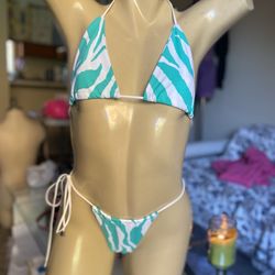 Green Tiger Print Bikini Different Sizes 