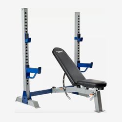 Fitness Pro Olympic Bench And Rack, 225lb Worth Of Cap Barbell Plates