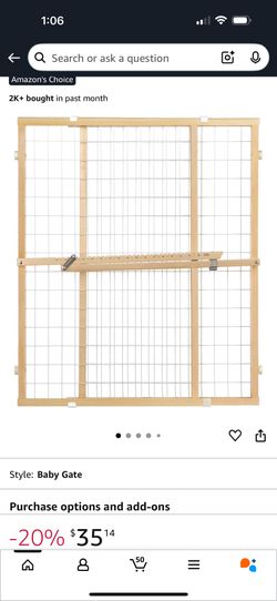 Toddleroo by North States Extra Wide Wire Mesh Wooden Baby Gate: 29.5"-50" Wide. Pressure Mounted Baby Gate for Doorway. (31" Tall, Sustainable Hardwo