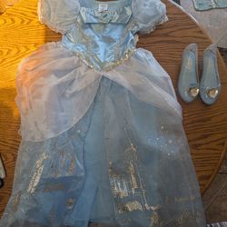 Disney's dress up Cinderella dress size 5/6 and Cinderella shoes size 9/10