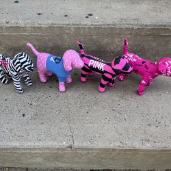 Lot Of 4 PINK Dog Plushies