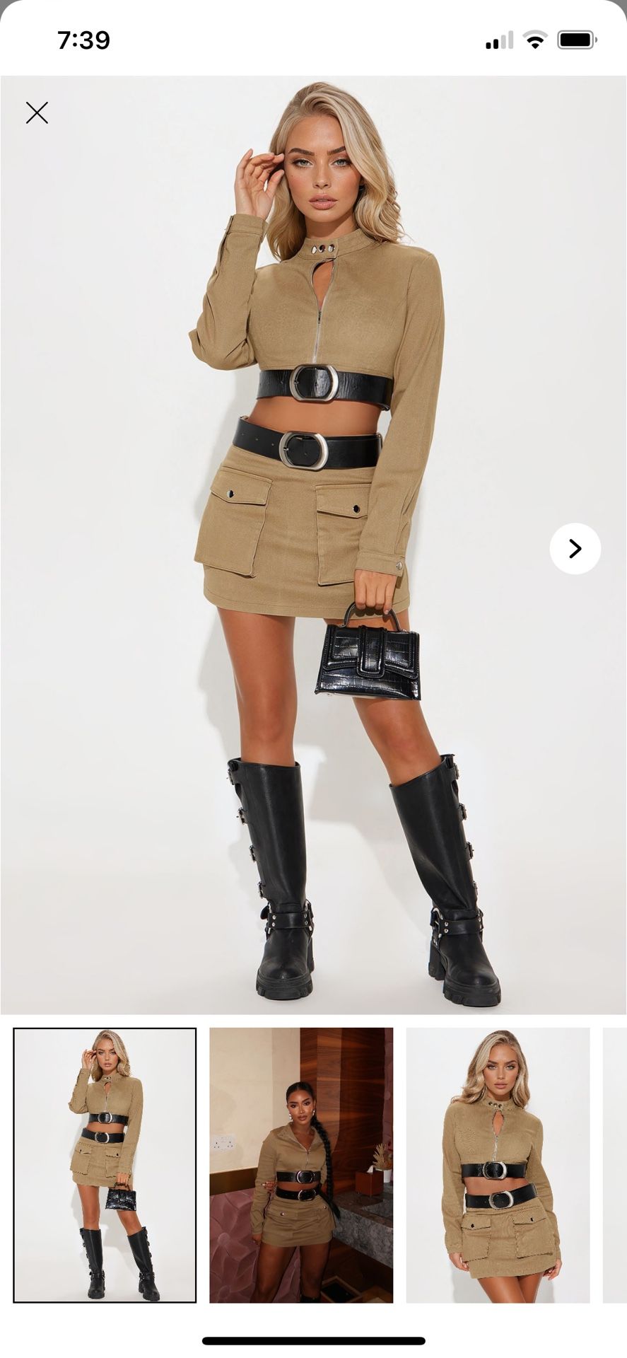 Fashion Nova Belted Skirt Set
