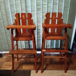 Vintage Wooden Doll High Chairs