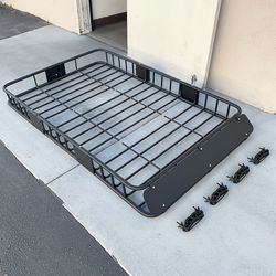 (NEW) $145 Universal Roof Rack 64x39 Inch Car Top Cargo Basket Carrier Extension Luggage Holder 150lbs Max