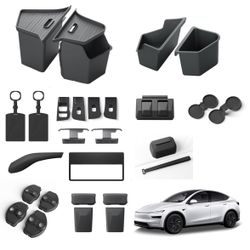 12PCS Trunk Storage| Gear Shift| Door Locks| Glove Box| Key Holder| Seat Belt| Glass Lift| Tissue Box| Seat Hooks| Screen Protector| Coasters For Tesl