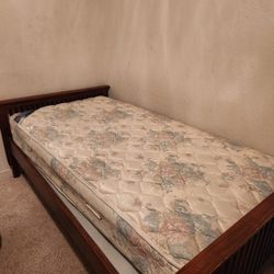 Twin Wooden Bed Frame & Mattress