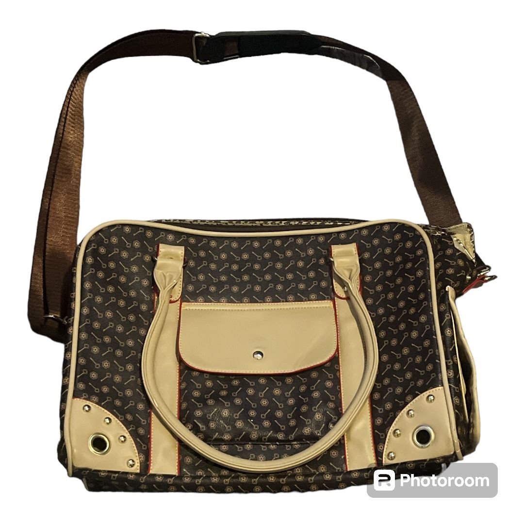 Pet Dog Bag Cat Cross Bag Hand Bag Foldable Dog PawFassion Backpack Large Brown