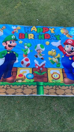 Mario bros birthday banner
