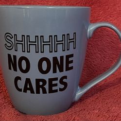 Pfaltzgraff SHHHHH NO ONE CARES 18oz Porcelain Coffee Tea Mug NEW!