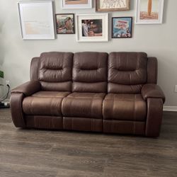 Leather Couch With Double Recliner
