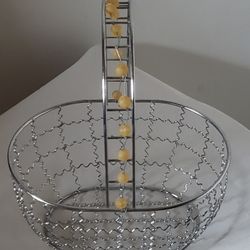 Beaded Chrome Fruit Bowl/Metal Basket
