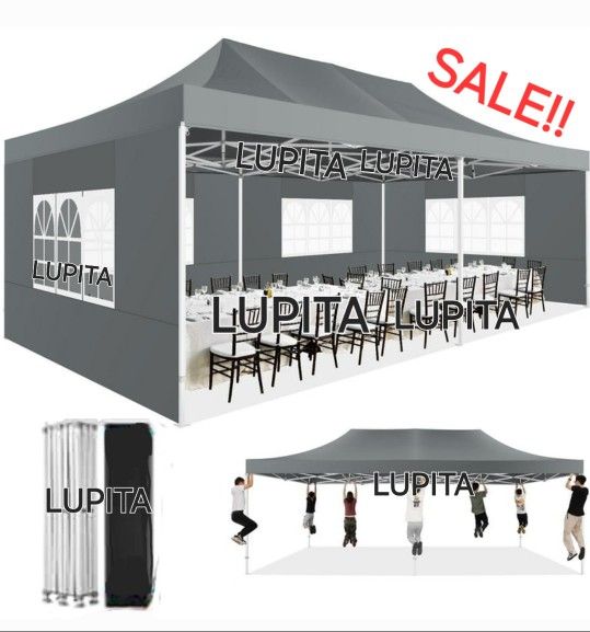 10x20 White Gazebo Wedding Party Tent Canopy With 4 Windows & 2 Sidewalls -6 (FOR SALE) Carpa