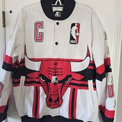 90's Starter NBA Button Up Jacket Chicago Bulls 6 Time NBA Champs