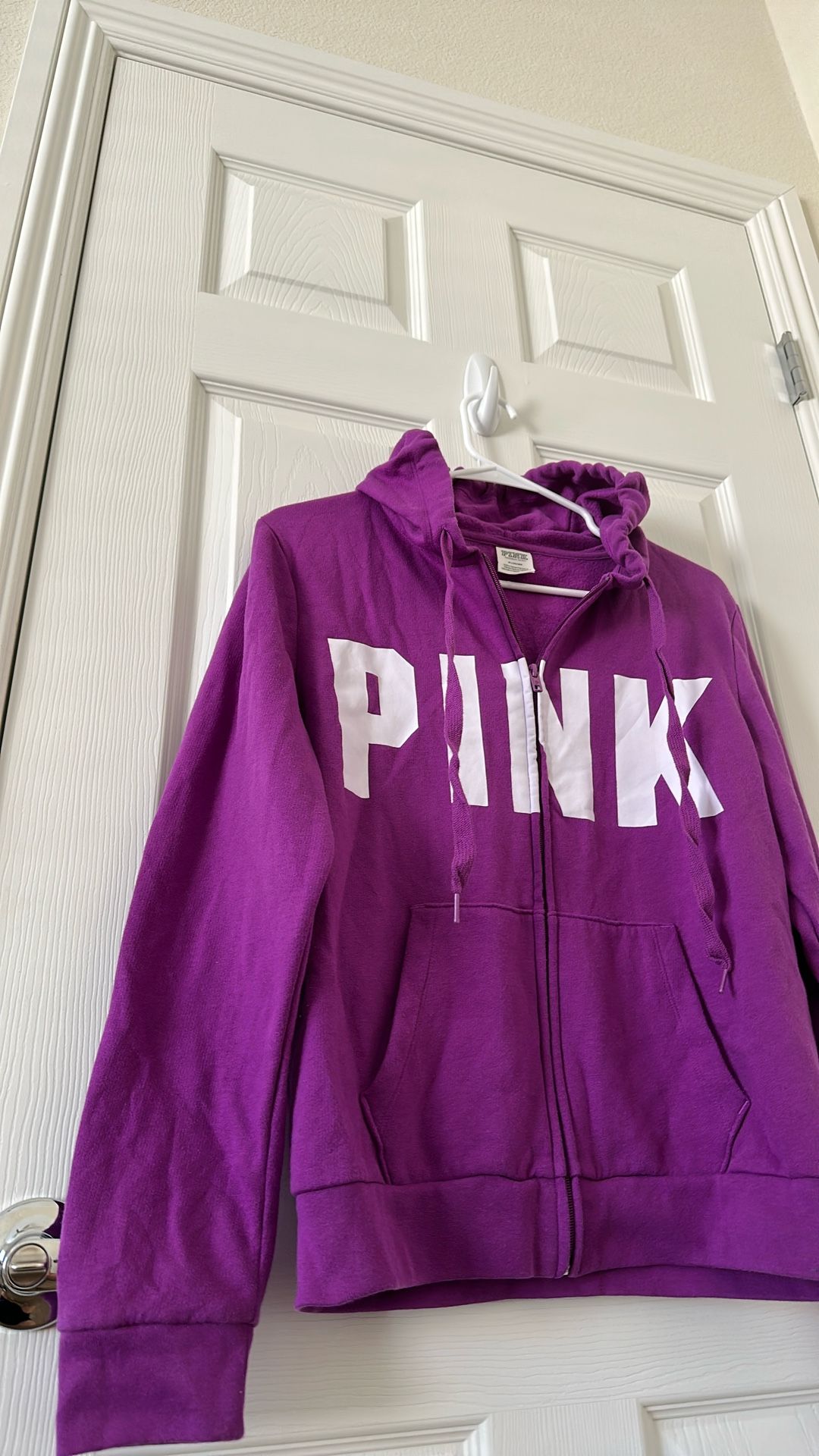 PINK Victoria Secret Purple Hooded Zipper Sweatshirt Sweater Jacket Size Ladies M 💜 🌊