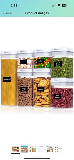 Airtight Food Storage Container Set - 7 Piece Set Clear Plastic Canisters