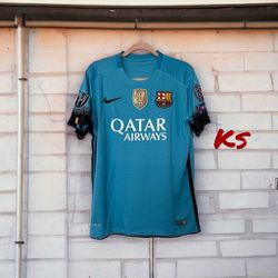 Barcelona Messi #10 Retro Soccer Jersey Blue Third 15/16 UCL Men Size Shirt