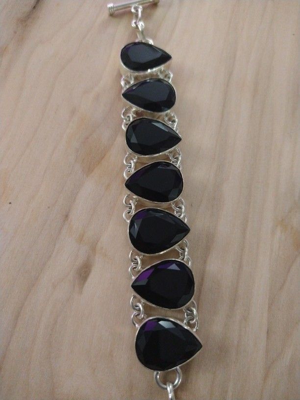 925 Silver Bracelet Black Onex Stone,All Products : American Fashion Style Bags On Sale