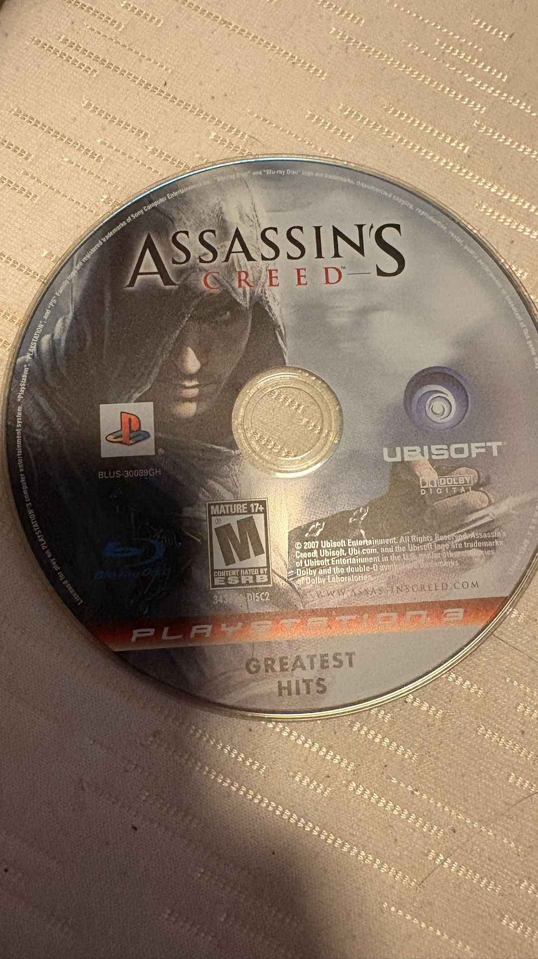 Assassin's Creed (Sony PlayStation 3, 2007) Game Disc