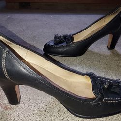 Black Leather Shoes Size 9W