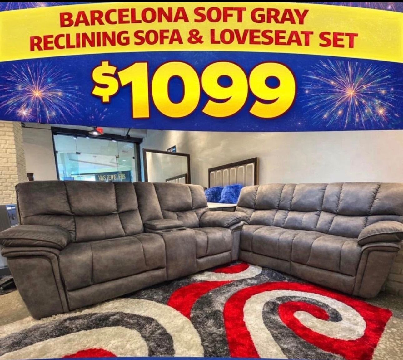 COMFY NEW BARCELONA RECLINING SOFA AND LOVESEAT SET ON SALE ONLY $1099. IN STOCK SAME DAY DELIVERY 🚚 EASY FINANCING