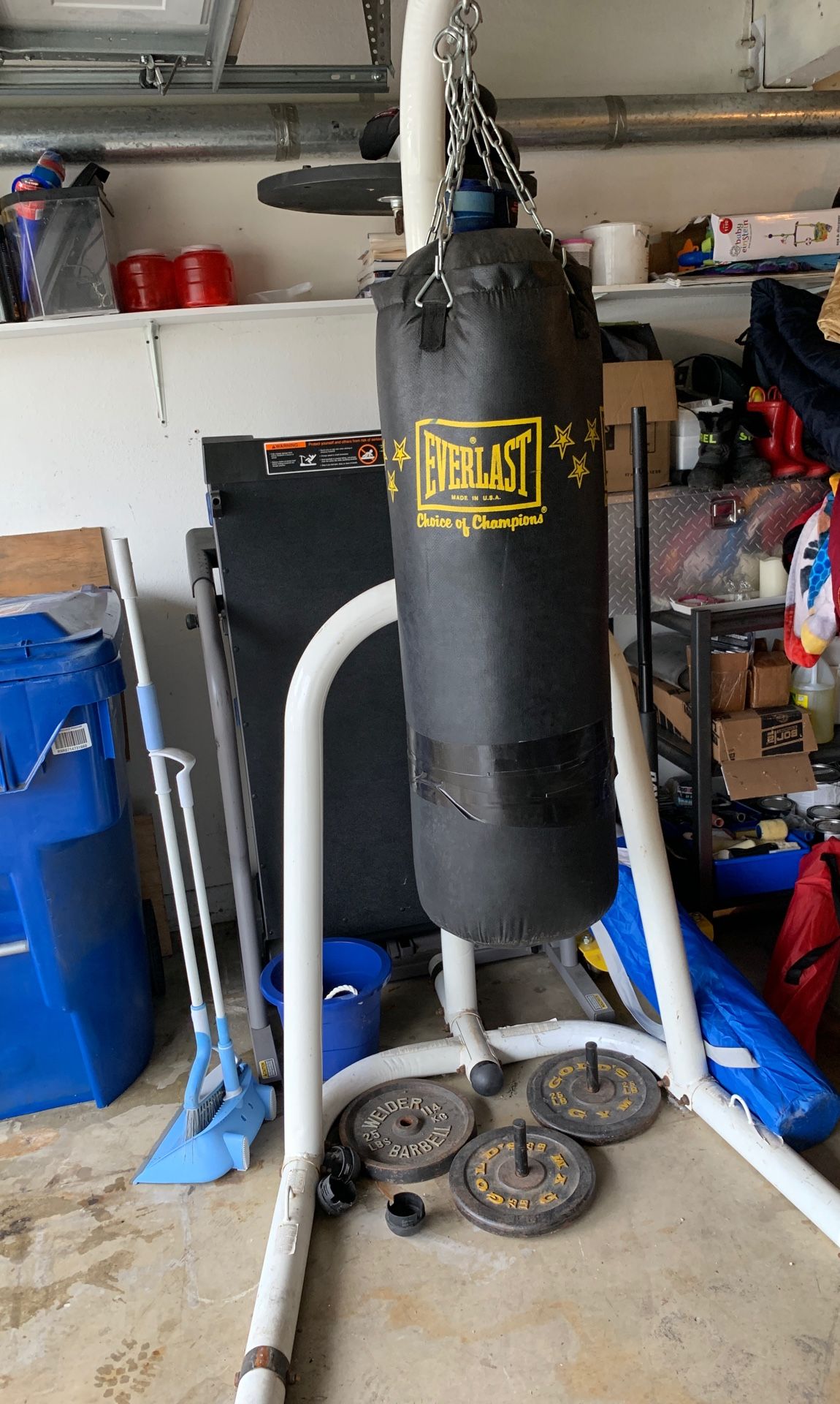 Punching bag with speed bag attachment