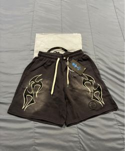 Dark Gray Graphic Shorts with Tags