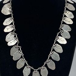 Leaf Cascade Elegant Sterling Silver Necklace 