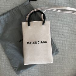 Balenciaga Phone Holder Bag Leather Light Pink