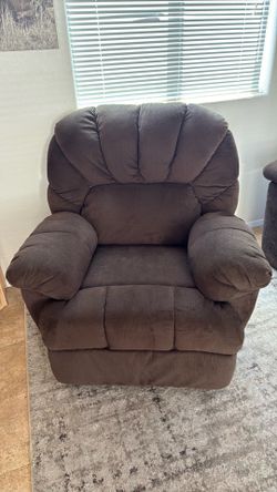 Brown fabric recliner chair